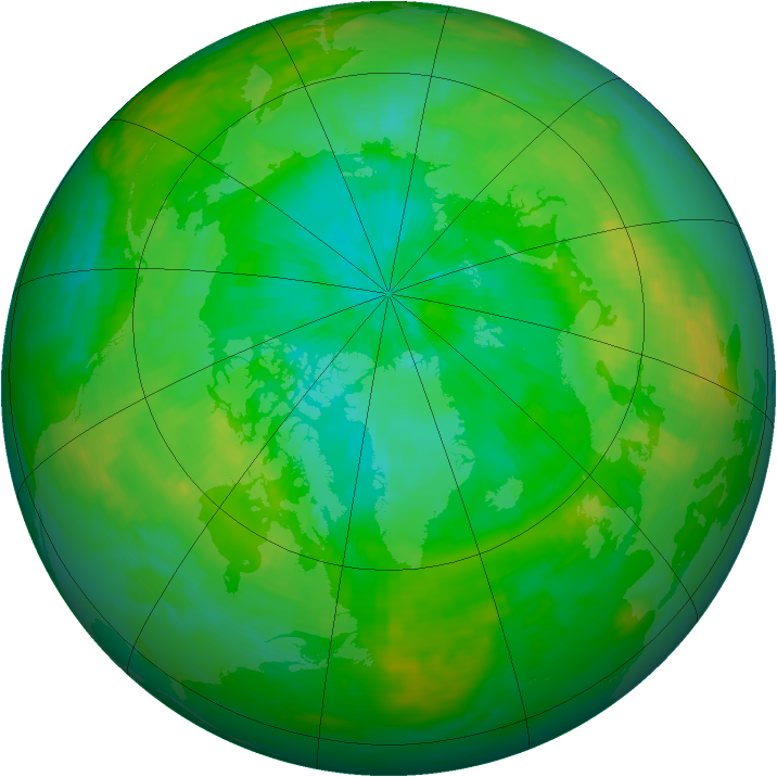 Arctic ozone map for 14 August 1987